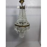 Vintage lighting, two tier with four light fittings waterfall chandelier with decorative gilded