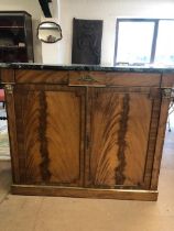 Antique Furniture 19th century style French Empire 2 door side cupboard with green marble top