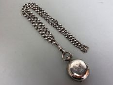 Silver Hallmarked Sovereign pendant case on double graduated silver hallmarked chains (double Albert