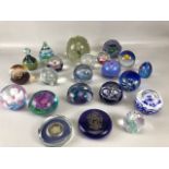 Paperweights, collection of vintage glass paperweights the majority Caithness Scotland, variouse