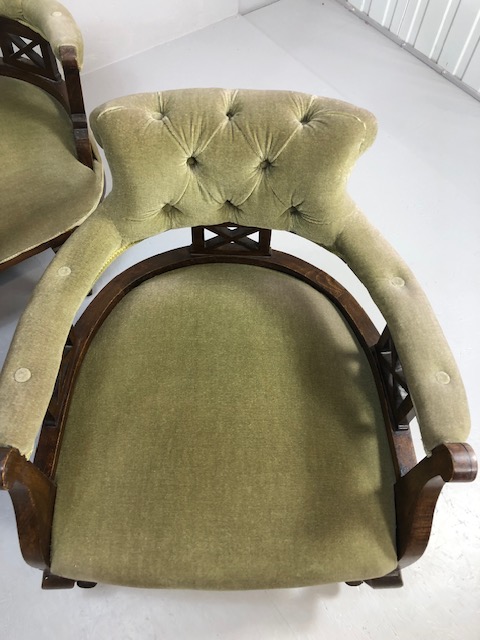 Victorian button-back chaise lounge with two matching elbow chairs - Image 10 of 13