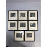 Antique prints, eight framed and glazed hand tinted 19th Century prints of the Rakes Progress each