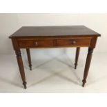 Hall or console table on turned tapering legs, with two drawers