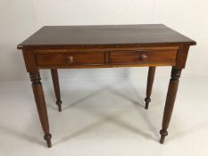 Hall or console table on turned tapering legs, with two drawers