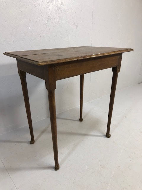 Antique furniture, early 19th century oak side or occasional table, plain top with bevelled edge - Image 2 of 3