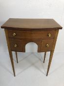 Antique Furniture 19th century three drawer side table on tapered legs in the Sheraton style
