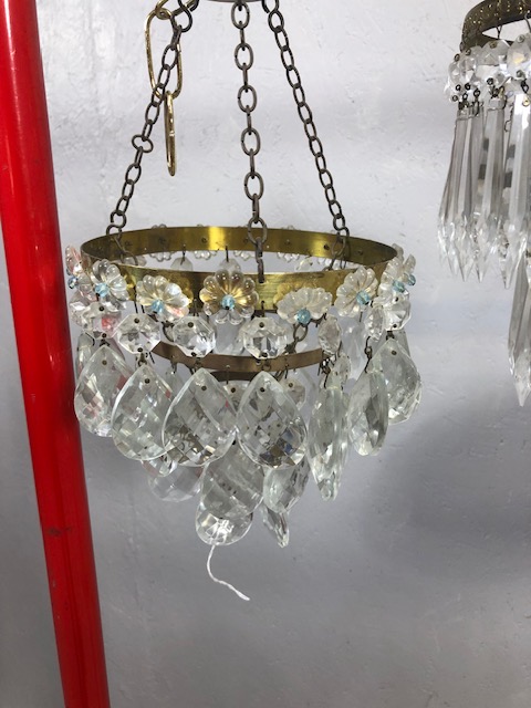 Vintage lighting, four small decorative chandeliers of varying sizes and styles along with a mid - Image 6 of 11