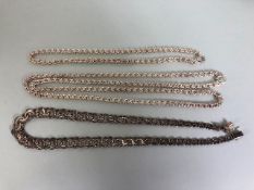 Collection of silver hallmarked 925 contemporary silver chains/ necklaces (total weight approx 124g)
