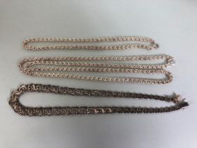 Collection of silver hallmarked 925 contemporary silver chains/ necklaces (total weight approx 124g)