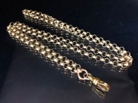 9ct Long hallmarked Gold chain of circular links approx 76cm in total length and 30.8g