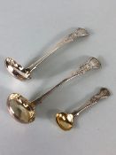 Pair of Victorian Ladles hallmarked for Edinburgh 1850 by maker SW with a similar style gilt bowl