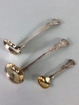 Pair of Victorian Ladles hallmarked for Edinburgh 1850 by maker SW with a similar style gilt bowl