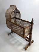 Antique furniture, !9th Century mahogany colonial style child's swinging crib, turned frame,