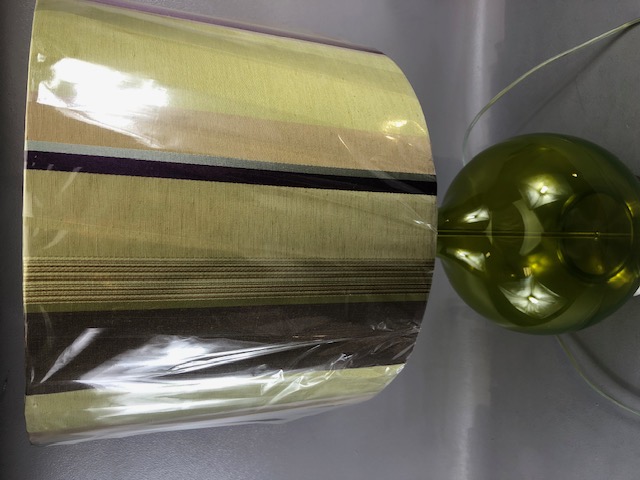 Contemporary lighting: An unused Elstead Table lamp Model Orb 1 in Lime with glass and chrome base - Image 2 of 4