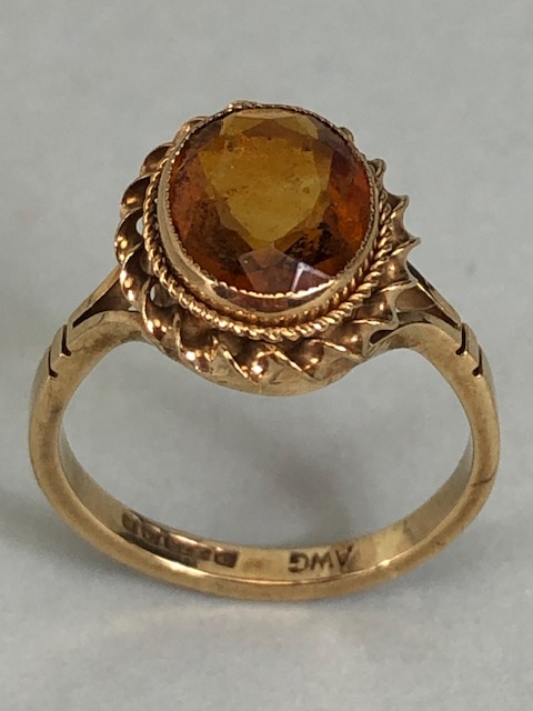 9ct Gold ring set with a faceted Citrine gemstone size 'G' - Image 2 of 4