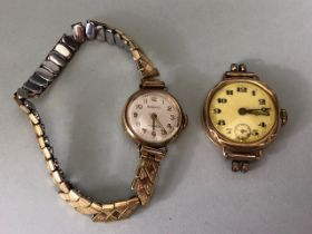 Two vintage 9ct Gold cased watches one by Regency both A/F