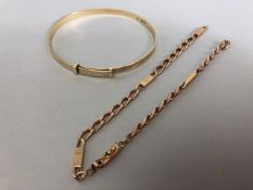 9ct Gold expandable bracelet and a 9ct Gold bracelet (as found) total weight 18.2g