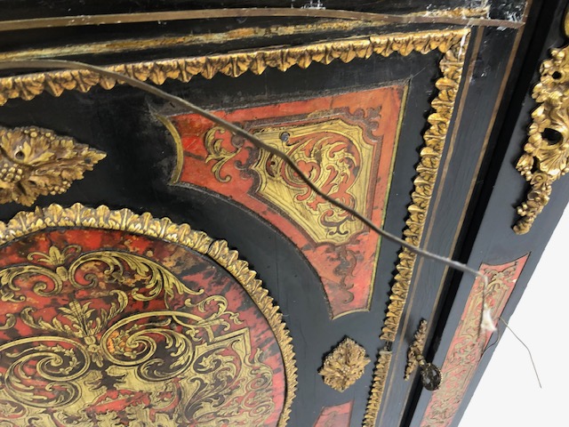 Antique Furniture, 19th century French Ebonised Boulle work Cabinet, brass work in need of - Image 9 of 22