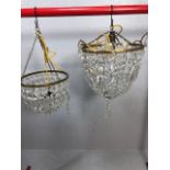 Vintage Lighting, two bag style glass chandeliers, one approximately 31cm across the other 28cm