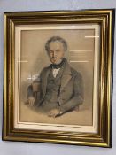 Antique portrait in pastel of a gentleman signed L Gilbert 1848 framed and glazed approximately 53 x