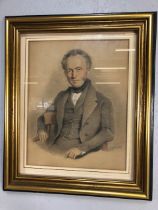 Antique portrait in pastel of a gentleman signed L Gilbert 1848 framed and glazed approximately 53 x