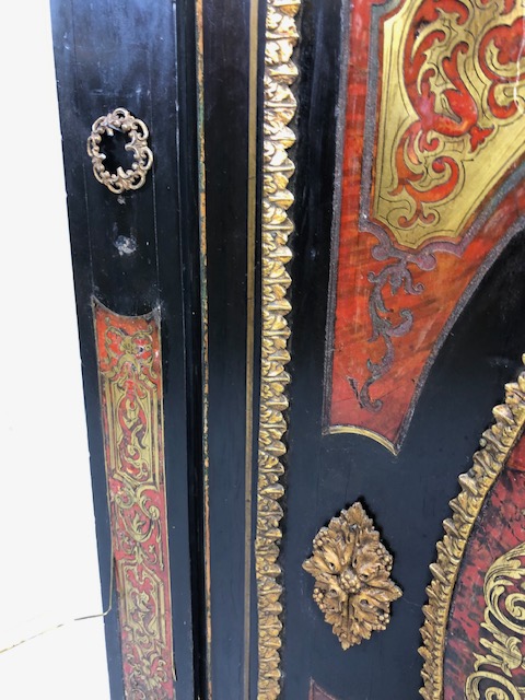 Antique Furniture, 19th century French Ebonised Boulle work Cabinet, brass work in need of - Image 13 of 22