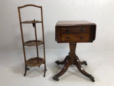 Antique Furniture, small mahogany drawing room Pembrooke table, two fold down flaps with two drawers