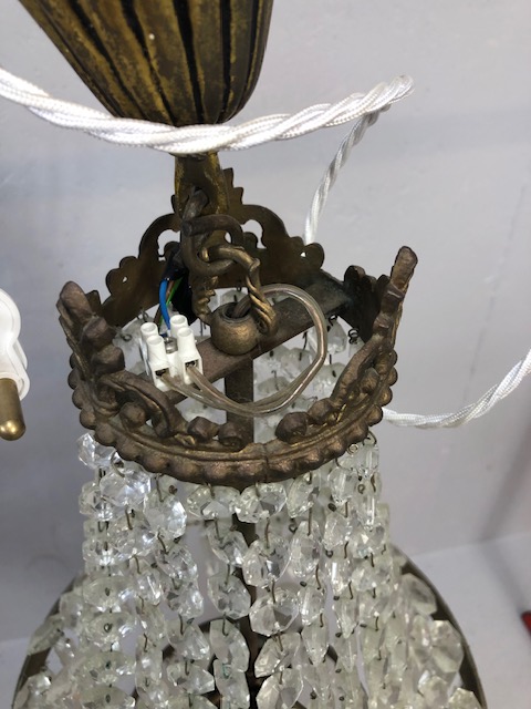 Vintage lighting, two tier with four light fittings waterfall chandelier with decorative gilded - Image 2 of 5