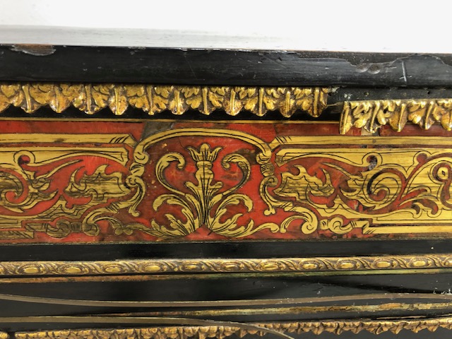 Antique Furniture, 19th century French Ebonised Boulle work Cabinet, brass work in need of - Image 6 of 22