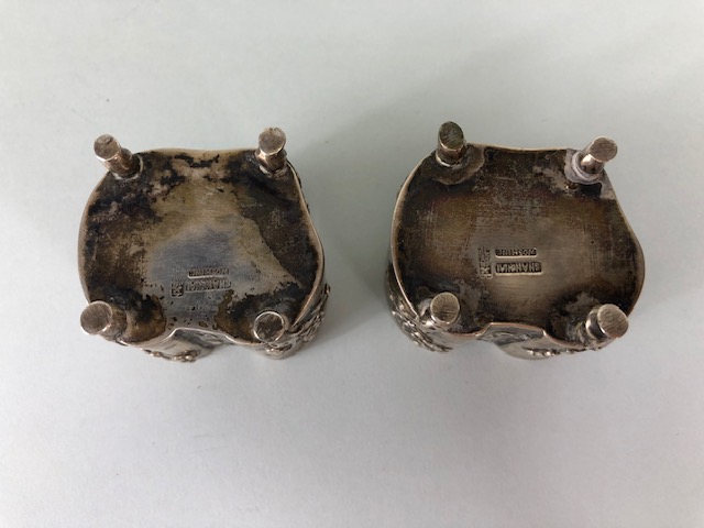 Pair of Chinese Export Silver metal wash pots of amoebic shape decorated with cherry blossom trees - Image 5 of 8