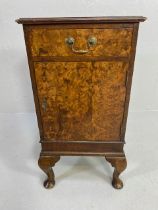 Walnut bedside table with Queen Anne Legs, drawer and cupboard under