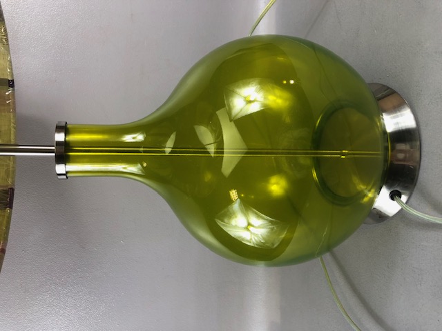 Contemporary lighting: An unused Elstead Table lamp Model Orb 1 in Lime with glass and chrome base - Image 3 of 4