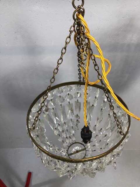 Vintage Lighting, two bag style glass chandeliers, one approximately 31cm across the other 28cm - Image 3 of 5