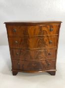 Serpentine chest of four drawers approx 72 x 42 x 85xm