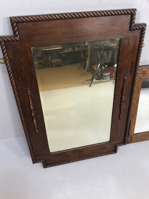Vintage mirrors, two Mid 20th Century oak framed mirrors with raised decoration, one approximately - Image 2 of 5
