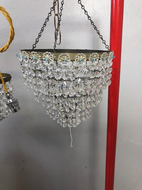 Vintage lighting, four small decorative chandeliers of varying sizes and styles along with a mid - Image 2 of 11