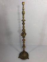 Decorators interest, 20th century brass standard lamp base decorated in the 18th century style