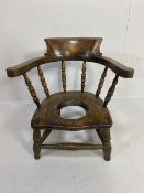 Antique Furniture, early 19th Century child's potty training Windsor style arm chair approximately
