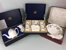 Coalport China made for Jaguar, three presentation sets in their boxes being a coffee set, teapot