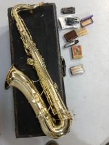 Saxophone: 1937-38 10M tenor saxophone low pitch by C. G. CONN LTD USA and inscribed LAFLEUR LONDON.