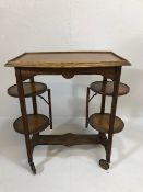 Mid Century tea trolley on castors, with fold-out cake stands