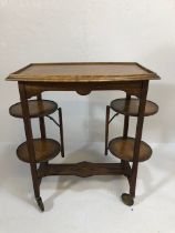 Mid Century tea trolley on castors, with fold-out cake stands