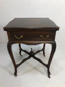 Antique Furniture, Victorian Mahogany Envelope card table, swivel top with single drawer on carved