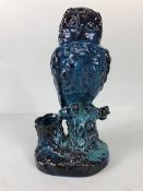 Antique pottery, 19th Century blue salt glaze terracotta spill or match holder of large dimensions