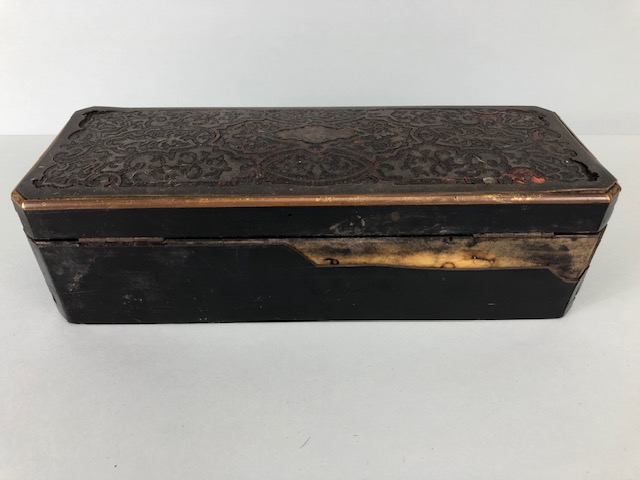 Vintage Boxes, three decorative boxes, being an early 20th century leather collar box, a brass - Image 7 of 13