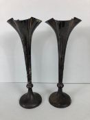 Pair of Victorian Hallmarked silver Posy vases approx 22cm tall with flared neck and weighted