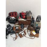 Vintage Cameras , collection of cameras and equipment to include Agfa, Kodak 620 junior, Agfa Isola,