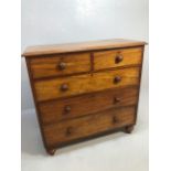 Victorian Chest of five Drawers on turned feet approx 107 x 49 x 110cm