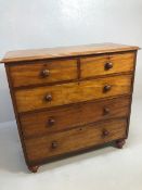 Victorian Chest of five Drawers on turned feet approx 107 x 49 x 110cm