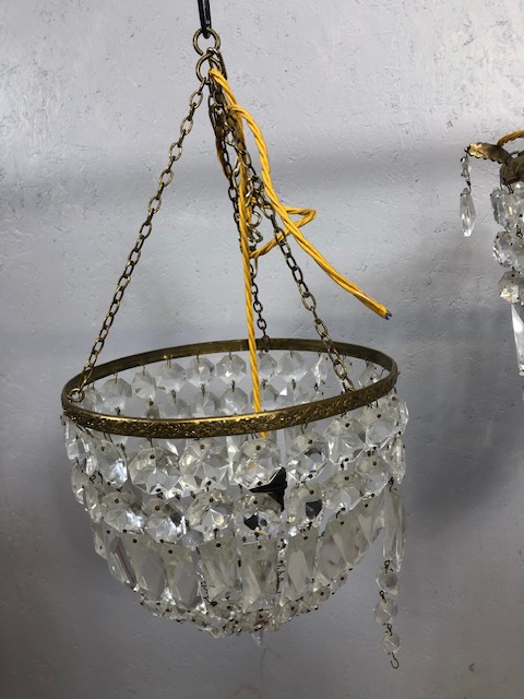 Vintage Lighting, two bag style glass chandeliers, one approximately 31cm across the other 28cm - Image 5 of 5